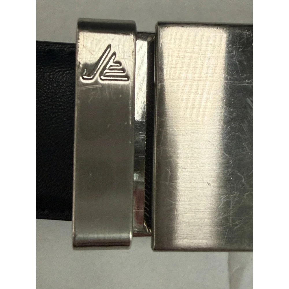 Mission Belt Mens Black Thick Leather Ratchet Belt Silver Buckle Slide No Holes